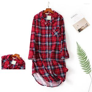 Women's Sleepwear Plus Size Cotton Women's Flannel Boyfriend Nightshirt Nightgown Nightdress Ladies Night Shirt Lounge Wear Top Sleep