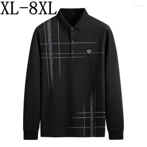 メンズポロス8xl 7xl 6xl 2022秋のイングランドスタイルの格子縞のシャツメンズ長袖高品質のゆるい男性シャツ