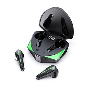 Wireless Bluetooth Headset Mobile Gaming-Ohrhörer Halb-Ear-Sportgeräusch-Lärm Digital Display Binaural Doppelmodus Ohrhörer Grüne Licht Ladekasten Einzelhandel