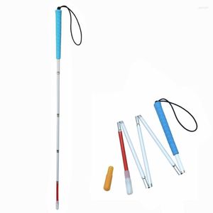 Trekking Poles Blue Handle 105-155cm Aluminium Folding Walking Stick For Blind And Visually Impaired White Cane Reflective Red &