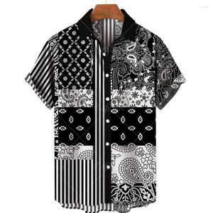 Camisas casuais masculinas 2022 Camisa masculina Menina Moda Caixa de caju de flor geométrica impressa de peito único para tops