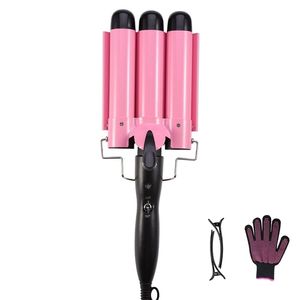 Curling Irons 2032mm Curler de cabelo Cerâmica Triple Barrels Professional Waver Tongs Styler Tools para todos os tipos 220921