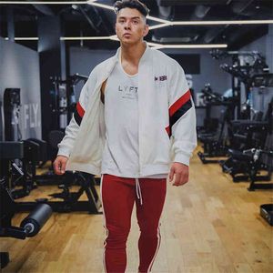 Men's Hoodies Sweatshirts Bodybuilding Fitness Hoodie Cotton zipper Casual Sport Jogging Tops Gym Running Long Sleeve Coats Fall Men Clothing