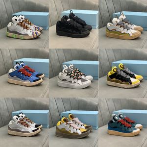 Luxe ontwerper Curb Painted Low Top Casual Shoes Men Women Emede lederen rubber platform Loafers Ademen Lanvins sneakers met originele doos