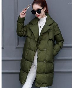 Trincheira feminina Coats 2022 Design de inverno Fashion lapela long Parkas Black Military Green e Vinho Vermelho