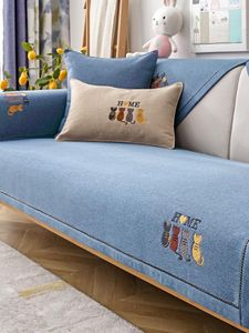 Coperture per sedie in tessuto in lino di cotone ricamato divano cuscinetto divano sedile divano per soggiorno angolo