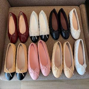 Classic Bowtie Dress Shoe Designer Women Loafers Flat Heel Lady Ballet Dance Shoe Leather Mules Loafer Round Toe Spring Autumn