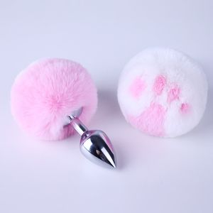 Beauty Items Assemblable Cat Print Tail Anal Plug Mental Stainless Steel Butt Rabbit Cosplay Adult sexy Accessories for Woman