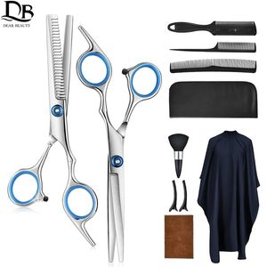 Scissors Shears Professional Hairdressing Kit Stainless Steel Barber Tail Comb Cloak Cut Styling Tool 220921