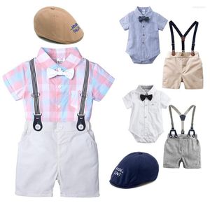 Zestawy odzieży Baby Boy Romper Gentleman Set for Kids Birthday Party Cardss Krótki szorty dla chłopców ubrania niemowląt z Bowtie