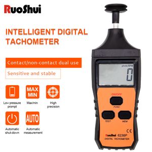 Strumenti di misurazione della velocità Ruoshui 6236P Contagiri digitale Tachimetro ad alta precisione Moto 2 in 1 Tacometro a contatto e senza contatto Rpm per motoseghe
