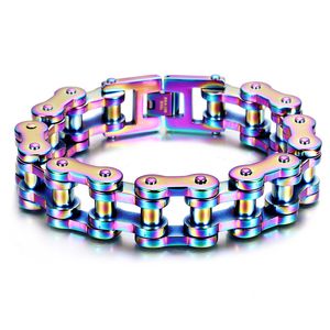 Pulseira de corrente de bicicleta hip hop colorida 316L aço inoxidável titânio aço cool masculino pulseira joias