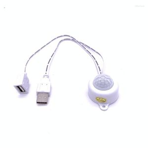 Nachtlichten DC 5-24V 5A met USB-plug PIR Motion Sensor Switch voor LED Strip Human Body Infrared Drop Room Decor Lamp