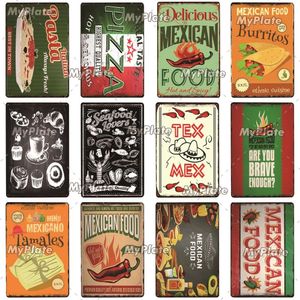 MEXICAN Metal Painting Plaque Metal Vintage Fast Food Tin Sign Wall Decor for Kitchen Cafe Diner Bar Italian Size 30X20CM