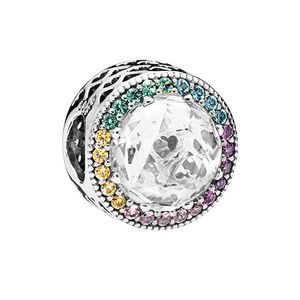 Renkli CZ Diamond Boncuklar Charm Kadın Mücevherleri DIY Aksesuarları Pandora Bileklik Bileklik Bileklik için Orijinal Kutu 925 Sterling Gümüş Takılar