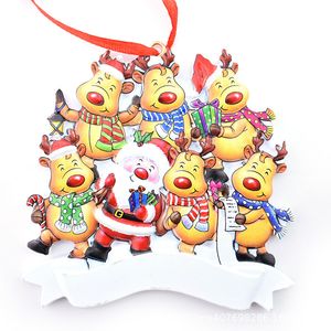 2022 Novo ornamento criativo de Natal Papai Noel e 1-6 Elks decoração DIY Nome de resina dura Decorações de árvores de Natal