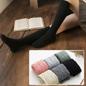 Sports Socks Women's Calf High Stockings Tjock Sticking Long Elastic Rib Design under knä Varma ben Strumpbyxor för vinterfall XR-
