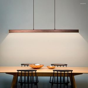 Lampade a sospensione Lampada a sospensione lineare a luce moderna a led per la decorazione della sala da pranzo di casa Cucina Apparecchio a sospensione decorativo a soffitto nero