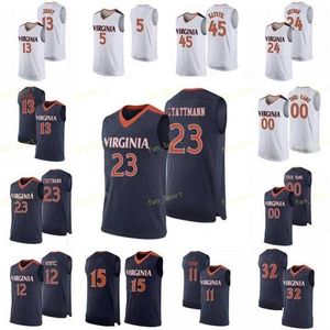 Nik1 NCAA College Virginia Cavaliers Basketball Jersey 3 Jeff Lampe 30 Jay Huff 33 Jack Salt 4 Justin McKoy 40 Barry Parkhill Cousu sur mesure