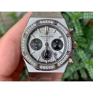 Moissanite 26331 intarsiato posteriore personalizzato Cronometro automatico da 41 mm con specchio in zaffiro luminoso impermeabile da uomo