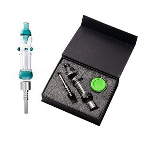 Multcolors Nector Collectors Kit Glass Hookah NC Kits Ceamic Quartz Nail Titanium Nails Water Pipes Wax Containers With Retail Box Pack Collector Hookahs