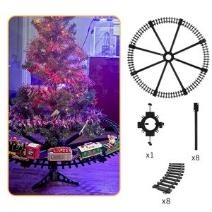 Christmas Decorations Tree Decoration Train Track Frame Electric Toys Railway Car With Sound Light Rail Gifts 220921