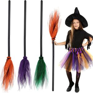 Halloween Party Witch Broom Kids Plastic Cosplay Flying Broomstick Puntelli per Masquerade Accessori per costumi di Halloween 1065