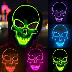 Party Masks Neon LED Light Up Outge Offe Wyborami Świetny zabawny festiwal kostium cosplay dostarczenia Glow Dark Skeleton 220920