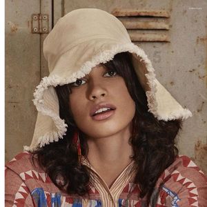 Berretti Luxury Design Trend Brand Cappello da pescatore da donna Fashion Cotton Burrs Pieghevole Bob Panama Visiera da viaggio Cap Pescatore da uomo