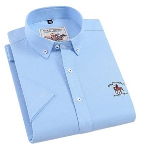 Camisas casuais masculinas Homens de alta qualidade Men de manga curta Oxford 100% algodão Fashion Business Trabalho de negócios causal 220920