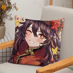 Pillow Genshin Impact Anime Cushion Cover Hutao Presentes jogam abafando 45x45cm Peach Skin