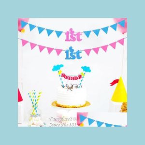 Party Decoration 1Set 1St Birthday Banner Non-Woven Bunting Flags For Baby Shower Baptism Kids Room Drop Delivery 2021 Home Garden Fe Dhsdc