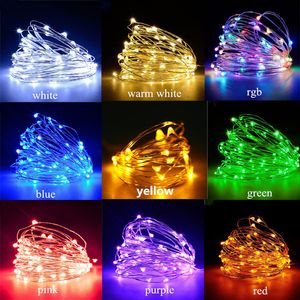 Led Fairy Lights Copper Wire String 2/5/10M Holiday Outdoor Lamp Garland For Christmas Tree Wedding Party Decoration 4PCS D2.0