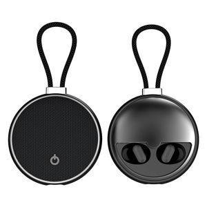 TWS Speaker Headphone Portable Loudspeaker Earphone Wireless Bluetooth In-Ear Mini Earplug Round Charging Box Earbuds Player Auto Pairing With Rope Retail Package