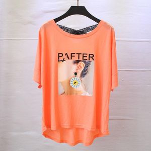 Women's T Shirts Fashion Graphic Tops Korean Pulovers Short Sleeve Women's T-shirt för sommarkläder Löst backless casual estetic