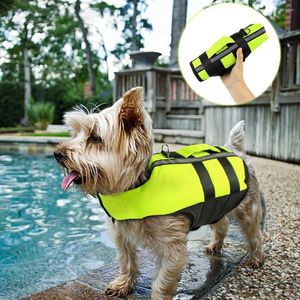 Hundehalsbänder Schwimmweste Sicherheitskleidung Hunde Badebekleidung Reflektierendes aufblasbares Polyester mit magischer Aufkleberjacke für den Außenbereich