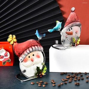 Candele Candele Christmas Churted Iron Ornaments Holder Babbo Natale Snowman Crafts Reput Decor Reoling Reoling per la casa