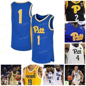 Nik1 NCAA College Pitt Panthers Basketballtrikot 12 Joe Mascaro 13 Khameron Davis 14 Curtis Aiken Jr. 15 Kene Chukwuka Individuell genäht