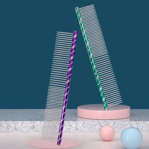 25 cm hund grooming kam husdjur hund katt hår ren kam borste rostfritt stål nål anti löss combs färgglada husdjur skönhet leveranser th0355