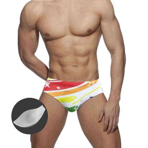 Men's Swimwear New Men's Swimwear With Push Pads Europe America Fashion Sexy Rainbow Star Print Swimwear Summer Beach Surfing sport J220913