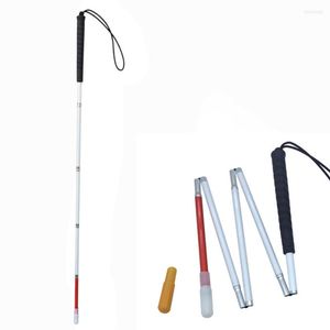 Trekking Poles 105-155cm Visually Impaired White Cane Aluminium Folding Blind Walking Stick Reflective Red & Black Handle