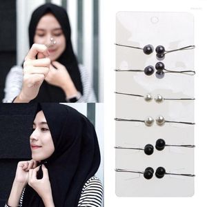 Brooches Black/White 12Pcs Muslim Style Faux Pearl Brooch Pins Sweater Shawl Clips Vintage Shirts Dresses Cardigan Collar