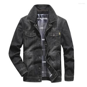 Men's Jackets Mcikkny Men Classic Casual Denim Spring Autumn Loose Fit Jean Coats Black Blue Clothing Plus Size 5XL