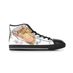 Homens sapatos de design personalizado tênis de lona pintados à mão mulheres marrom moda alta corte formadores