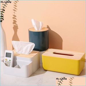 Tissue Boxes Servietten Holzkiste Umweltschutz Home Container Handtuch Serviettenhalter Fall für Bürodekoration Drop Lieferung Dh6Jy