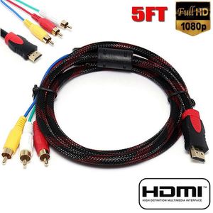 Computer Cables US 5Ft To 3-RCA Video Audio AV Component Converter Adapter Cable For HDTV