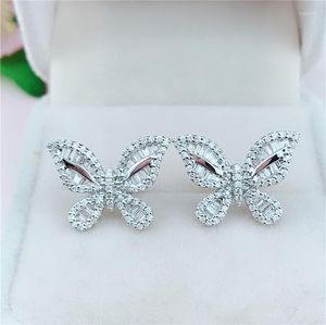 Ohrstecker Charm Schmetterling Echt Silber Farbe Zirkon Cz Party Hochzeit Für Frauen Braut Statement Schmuck