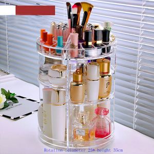 Transparent Cosmetic Storage Boxes Rotate Acrylic Desktop Dress Make Up Organizer Storage Rack Tray HH22-302