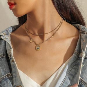 Choker JIOROMY Punk Initial Letter M Pendant Necklace For Women Double Layer Guban Clavicle Chain Female Party Jewelry On The Neck