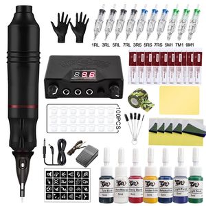 Tattoo Maschine Kits Netzteil Rotary Stift mit Patronen Nadeln Permanent Make-Up für Anfänger Künstler 220921